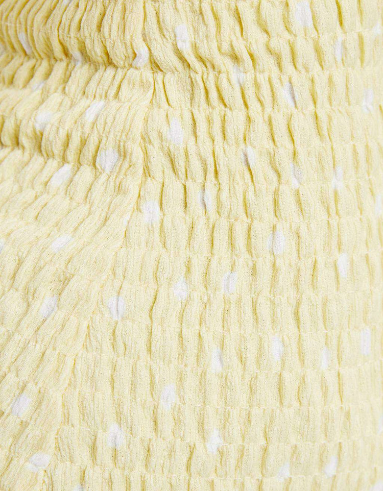 Dress with shirring and tie