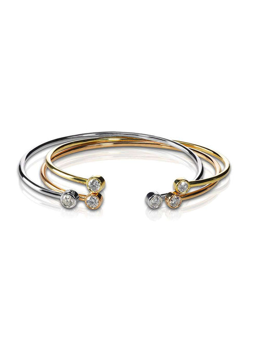 Set Of Three Colored Gold And Diamond