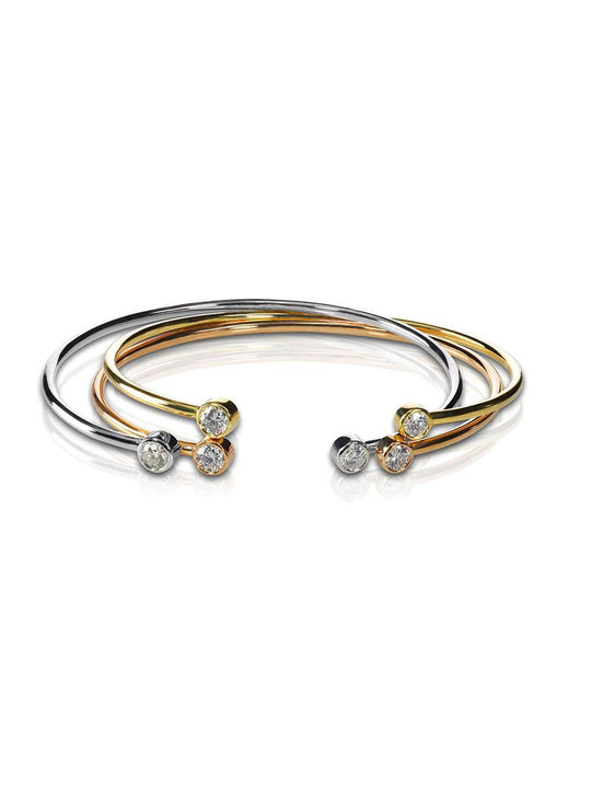 Set Of Three Colored Gold And Diamond